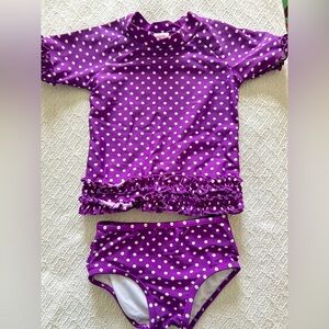 Ruffle Butts 3T Purple Polka Dot Swim Set